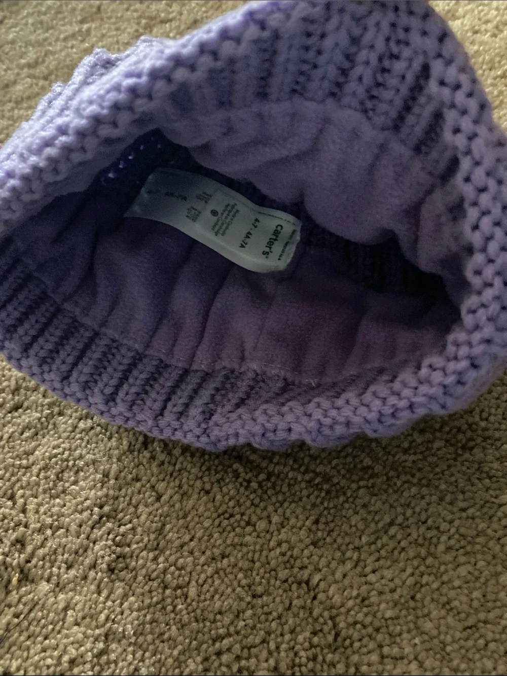 Carter's Lavender Knit Ribbed Beanie Hat